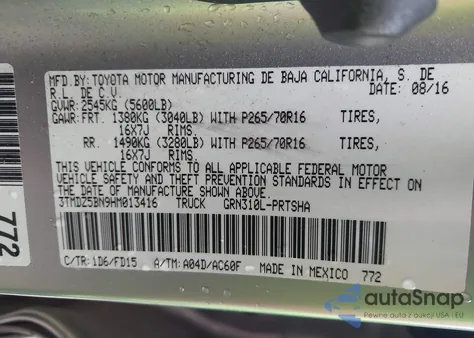 2017 Toyota Tacoma Trd Off Road из США, поврежденный, VIN 3TMDZ5BN9HM013416